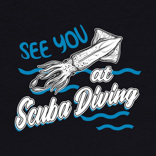 Vintage Scuba Diving Cuttlefish by Foxxy Merch